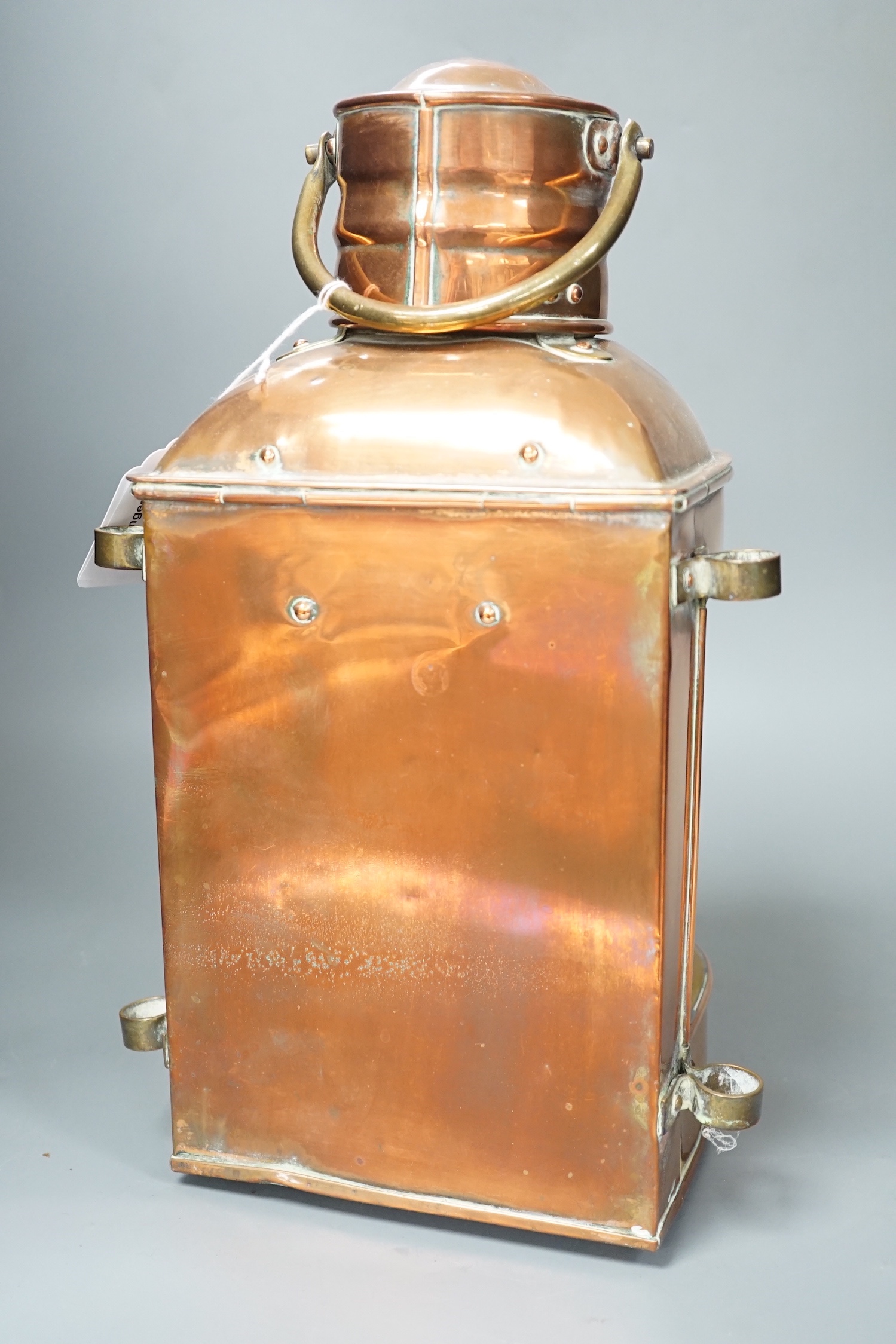 A Victorian copper and brass mast head lantern - 34.5cm high
